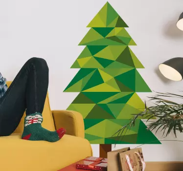 Veelhoekige kerstboom muursticker - TenStickers
