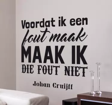 Muursticker voetbal citaat Johan Cruijff - TenStickers