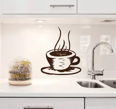 Muursticker keuken decoratieve kop koffie - TenStickers