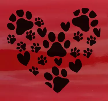 Muursticker hond dieren pootjes in hartje - TenStickers
