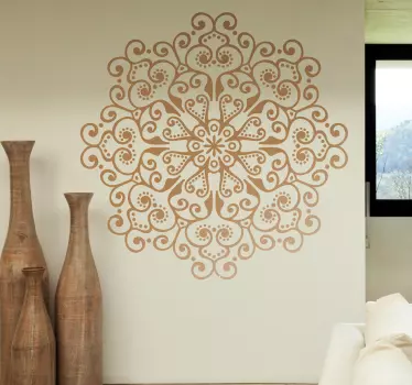 Muursticker woonkamer mit bloemen mandala - TenStickers