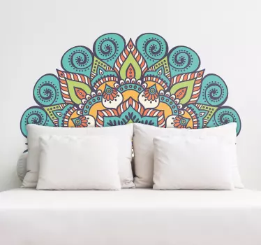 Muursticker gekleurde halve mandala - TenStickers