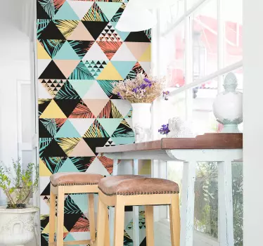 Muursticker geometrisch driehoek en plant - TenStickers