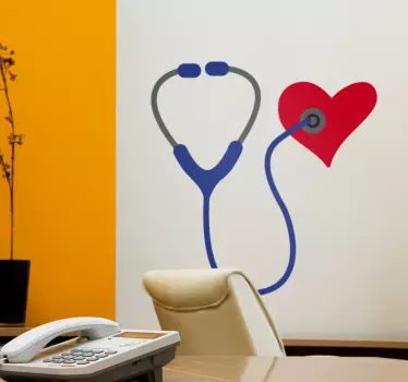 Muursticker hart met stethoscoop - TenStickers