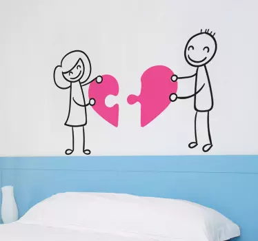 Muursticker hart twee helften - TenStickers