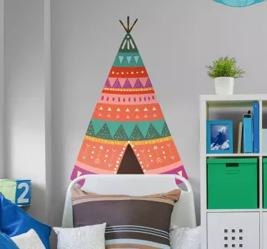 Muursticker hoofdeinde bed tipi tent kind - TenStickers