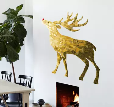 Muursticker Kerst goud rendier - TenStickers