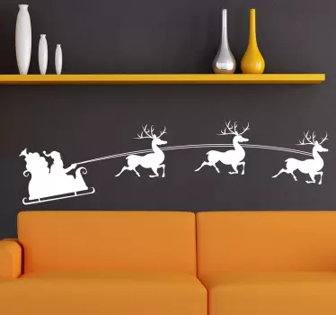 Muursticker kerstman slee herten - TenStickers