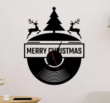 Muursticker klok LP Merry Christmas - TenStickers