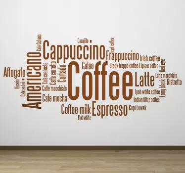 Muursticker keuken koffie in verschillende talen - TenStickers