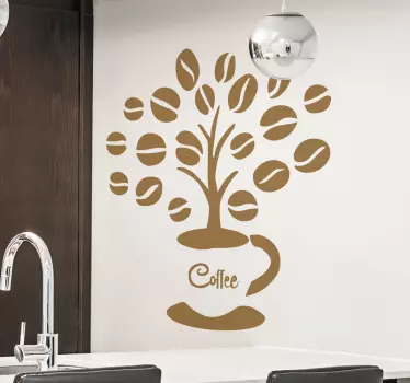 Muursticker koffieboom uit koffiekop - TenStickers