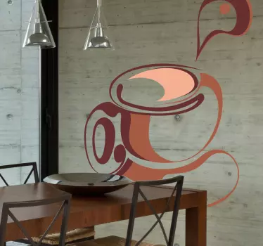 Muursticker kop koffie bruin oranje - TenStickers