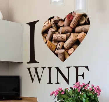 Muursticker kurken I love wine - TenStickers