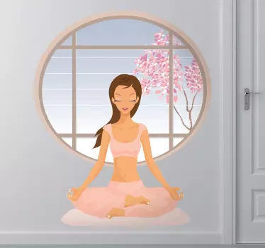 Muursticker meisje yoga - TenStickers