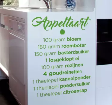 Tekst sticker keuken recept Appeltaart - TenStickers
