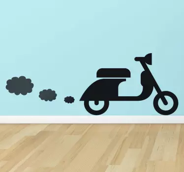 Muursticker Scooter Met Wolkjes - TenStickers