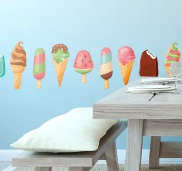 Muursticker keuken sierrand ijsjes ijscoman - TenStickers