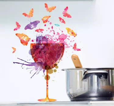 Muursticker spetters glas wijn - TenStickers