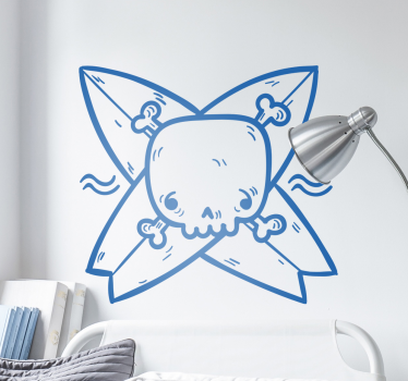 Muursticker surf doodshoofd - TenStickers