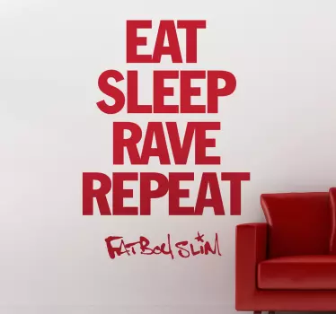 Muursticker tekst Eat Sleep Rave Repeat - TenStickers
