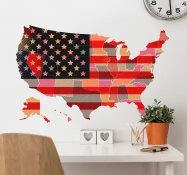 Muursticker USA kaart - TenStickers