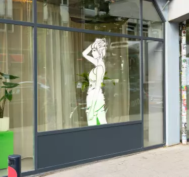 Muursticker van Vrouw met Opgestoken Haar - TenStickers