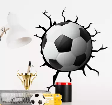 Muursticker voetbal in muur - TenStickers