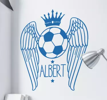 Muursticker Voetbal met vleugels personaliseerbaar - TenStickers