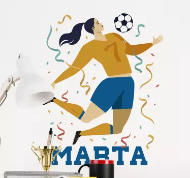 Voetbal sticker vrouw met naam - TenStickers