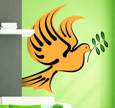 Muursticker vredesduif geel - TenStickers
