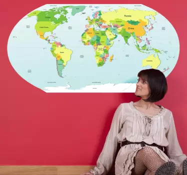 Muursticker wereldkaart atlas - TenStickers