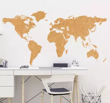 Muursticker woonkamer wereldkaart kurk kunststof - TenStickers