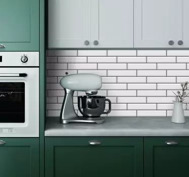 Muursticker keuken witte rechthoekige tegels textuur - TenStickers