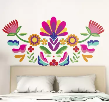 Bloemen muurstickers bed Mexicaanse bloem hoofdeinde - TenStickers
