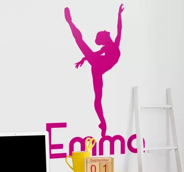 Muurstickers dansen Ballerina met naamsilhouet - TenStickers