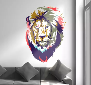 Kleurrijke Afrikaanse Leeuw Muursticker woonkamer - TenStickers