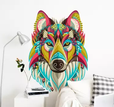 Muurstickers tienerkamer kleurvolle wolf - TenStickers