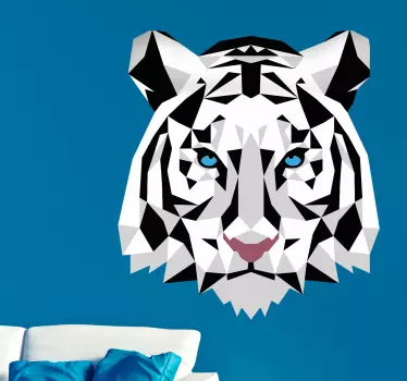 Muursticker Witte tijger polygonaal - TenStickers