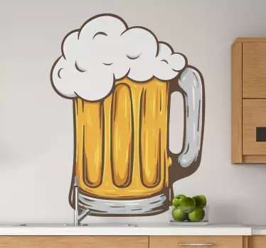 Muursticker keuken bierglas - TenStickers