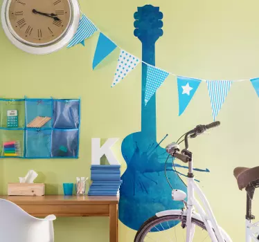 Muurstickers gitaar verfspetters - TenStickers