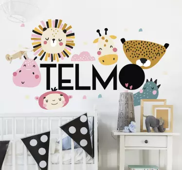 Muurstickers jungle dieren met naam - TenStickers