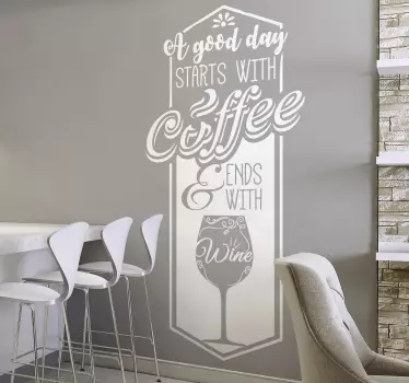 Muursticker keuken koffie & wijn - TenStickers