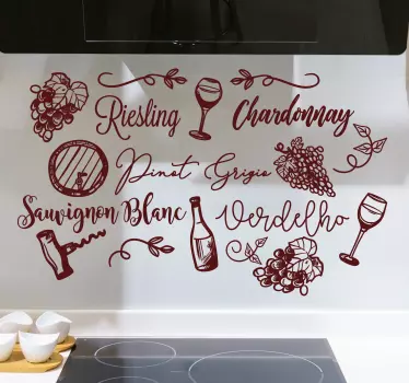 Drank stickers Wijn soorten - TenStickers
