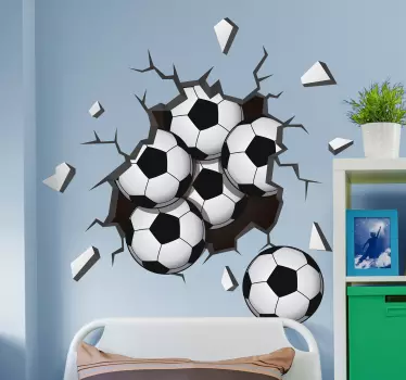 Muurstickers tienerkamer 3d voetbal - TenStickers