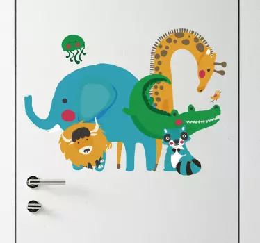 Deursticker jungle dieren - TenStickers