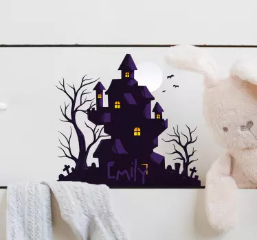 Muurstickers tienerkamer Halloween huis naam - TenStickers