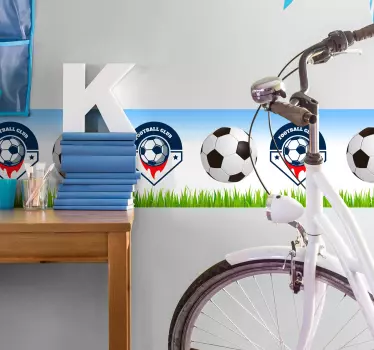 Tienerkamer stickerrand sticker voetbal - TenStickers