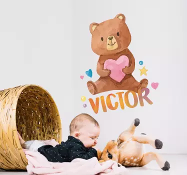 Raamsticker teddybeer met hart - TenStickers