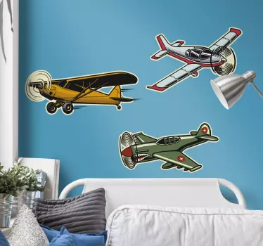 Muurstickers tienerkamer vliegtuigjes - TenStickers