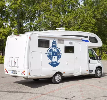 Muurstickers marine Vuurtoren en kompas camper - TenStickers